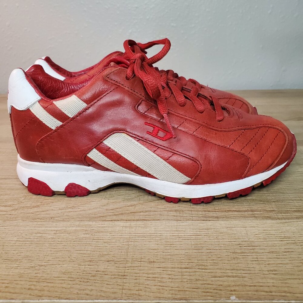 Diesel Red Leather Krypton Sneakers Women's Size 5.5 Youth Size 4